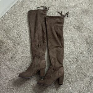 Tan Suede Knee High Boots